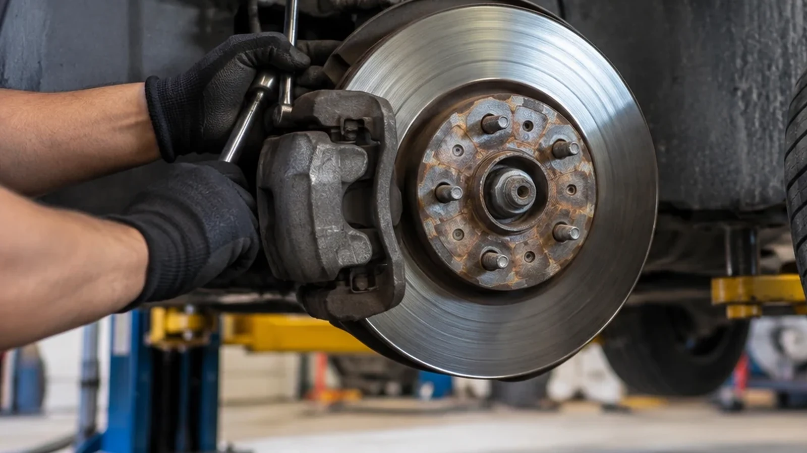 Brake rotor and components being inspected